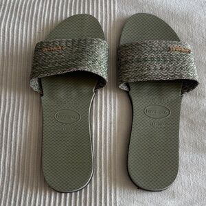 Havaianas You Malta Olive Slide Sandals Size 37-38
